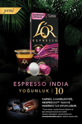 L'or Espresso Origin India Nespresso Uyumlu Alüminyum Kapsül Kahve 3 x 10'lu