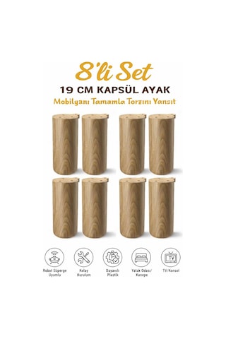 Kapsül Bohem 15 Cm Mobilya Kanepe Sehpa Tv Ünitesi Koltuk Ve Konsol Ayağı Açık Kubik