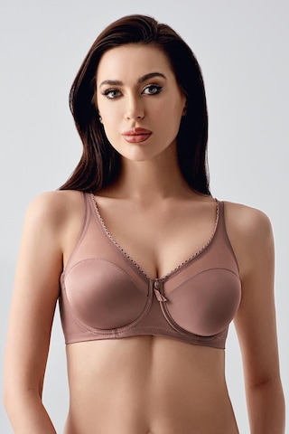 New Bra Kadın C Kap Balenli Tül Detaylı Toparlayıcı Sütyen Vizon 2304 Vizon