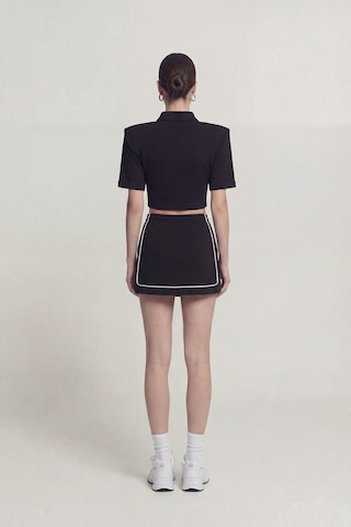 Holly Lolly Vatkalı Polo Yaka Carolyn T-shirt Siyah