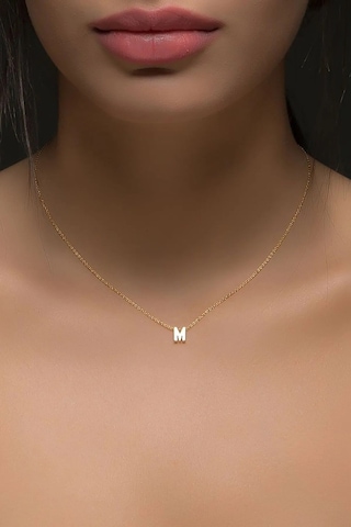 Azuris Silver Azuris 925 Ayar Gümüş Üç Boyutlu M Harfli Harfi Kolye No Color