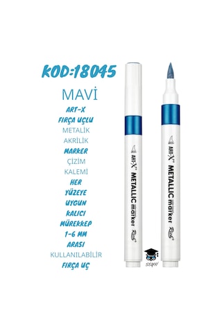 Fırça Uçlu Metalik Akrilik Marker Çizim Kalemi Her Yüzeye Uygun Kalıcı Mürekkep 1-6 Mm Uç Art