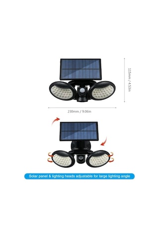 Tongxida Türkçe Güneş Enerjili Duvar Lambası, 3 Modlu, 6500k Beyaz Işık, Hareket Sensörlü, Ip65, Lt-56 Modeli Beyaz