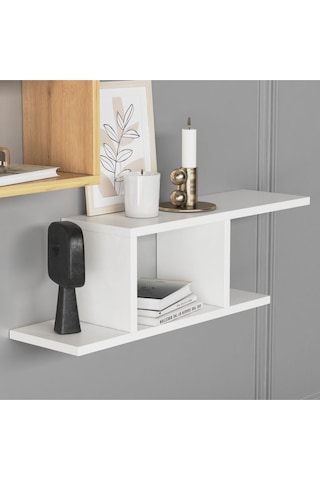 Deren Plus Duvar Rafı Beyaz Meşe