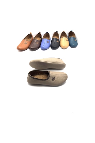 Deritarz Hakiki Deri Hac Umre Tavaf Patiği Ve Ev Ayakkabısı Bej