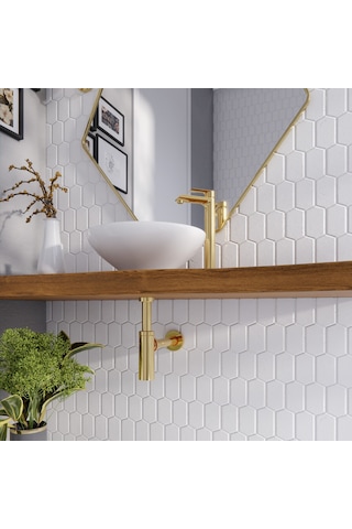 Suera Moon Ayarlanabilir Lavabo Sifonu + Elixir Pop-up Set Altın - Taşma Delikli