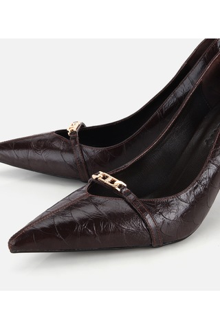 Hotiç Kadın Kahverengi Zincir Detaylı İnce Topuklu Stiletto 01ayh332740a480 01ayh332740a480