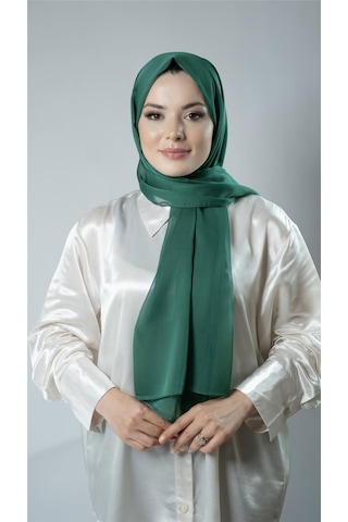 Hürrem Bone Zümrüt Düz Klasik Şal Şifon Kumaş Janjan Abiye 202108 37 Zümrüt