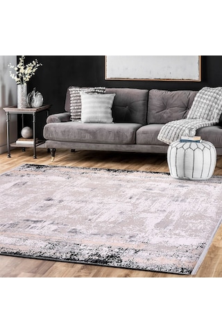 Çam Halı Crea Plus Stone Roxanne 17106 Gri Siyah Modern Desenli Makine Halısı