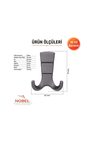 Mina Lüks Askı, Metal, Vestiyer Askı, 125 Gr, Dolap Askılık, Duvar Askılığı, Titanyum Vidalı 5 Adet