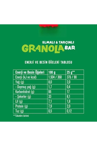 Mey İthalat Granola Bar 25 Gr Elmalı Ve Tarçınlı