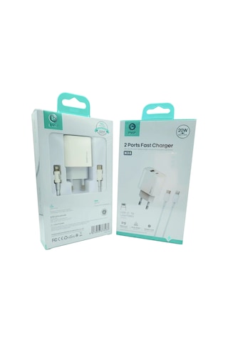 Dvıp N35 Type-c To Lightning 2.4a Kablolu Hızlı Şarj Aleti Set Beyaz