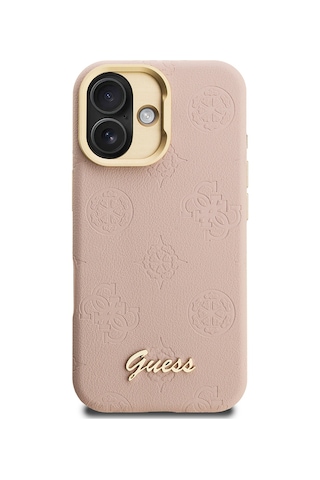 Apple Uyumlu iPhone 16 Kılıf Guess Lisanslı M-safe Şarj Özellikli Kamera Standlı Pu Deri Peony Kapak Pembe