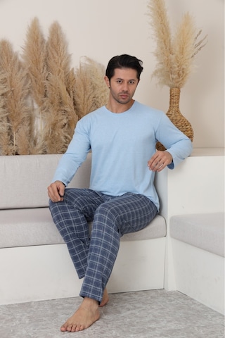 Sude Homewear Erkek Uzun Kol Pijama Takımı Mavi