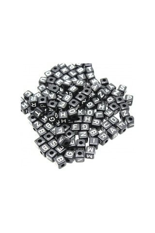 Harf Boncuk Akrilik Küp 10 Mm 250 Gr Siyah Beyaz
