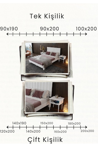 Hüma Dikey Başlıklı Masif Ahşap Karyola Ve 2 Adet Beyaz 90x200