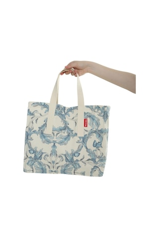 Baghashtag Krem Çiçek Baskılı Gabardin Bez Çanta Krem