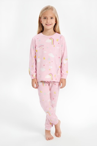 Modanino %100 Pamuk Ve Baskılı Kız Çocuk Pijama Takımı 3-8 Yaş 12740ıs Pembe