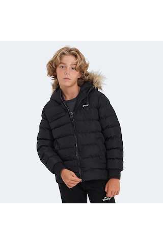 Slazenger CALISTO Çocuk Kapüşonlu Şişme Siyah Mont & Kaban