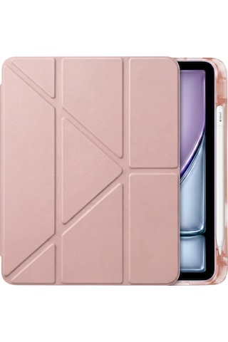 Ps Apple Uyumlu iPad Air 11 İnç M4 / M3 / M2 Tri Folding Standlı Kılıf - Pembe Kapaklı Kılıf