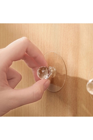 Biishe 2 Adet Kristal Kendiliğinden Güçlü Yapışkanlı Kulp Askısı Tutma Kolu Çok Renkli