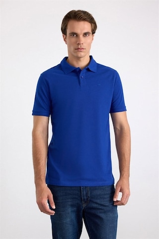 Süvari Saks Mavi Slim Düz Nakışlı Pike Düğmeli Polo Yaka Tişört Ts1014000474-m05