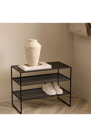 Tezgahlı Metal Ayakkabı Rafı Siyah