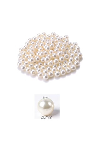 1.000 Gram 1 Kg. 20mm Krem Renk Plastik İnci Boncuk Çanta Ve Ta