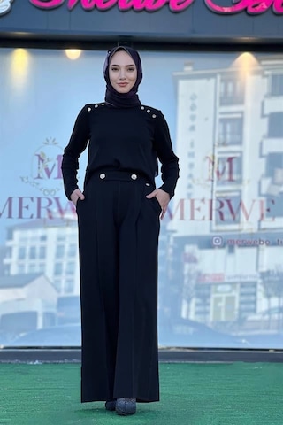 Miss Dalida 6018 Siyah Triko Takım Çok Renkli