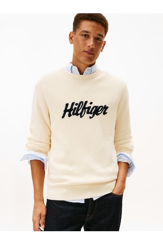 Tommy Hilfiger Seasonal Graphıc Cotton Cneck Erkek Bej Kazak - Mw0mw41647 Bej