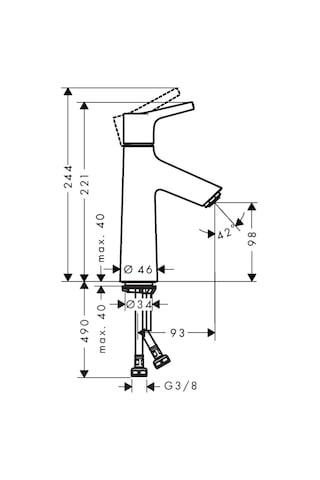 Hansgrohe Talis Tek Kollu Lavabo Bataryası 100 MM Kumandasız Krom 72021000