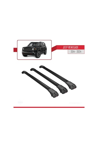 Jeep Renegade 2014 Ve Sonrası İle Uyumlu Ace-1 Ara Atkı Tavan Barı Siyah 3 Adet Bar