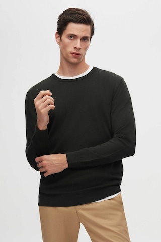 Regular Fit Haki Tüylenme Yapmayan Bisiklet Yaka Triko Kazak Haki