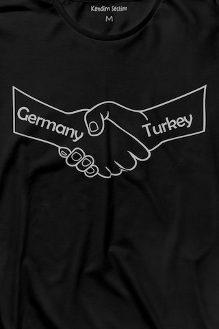 Ülke Dostluk Türkiye Almanya Friends El Tokalaşma Uzun Kollu Tişört Baskılı T-shirt 001