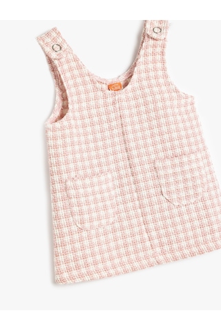 Koton Midi Boy Tüvit Elbise Cepli Pamuk Karışımlı Kolsuz V Yaka Pembe Ekose 5smg80029aw Pembe Ekoseli Pembe