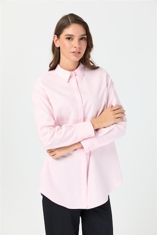 Esswaap Oxford Dokulu Arkası Pileli Tunik Pembe Pembe