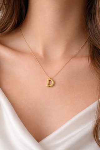 14k Altın Renginde D Harfli Balon Model Çelik Kadın Kolye Altın