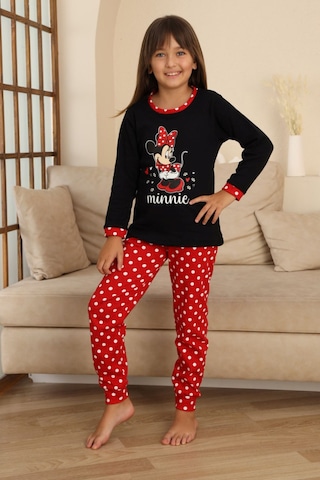 Miniğimin Cicileri Mnn Puantiye Baskılı Kız Çocuk Pijama Takı... Siyah