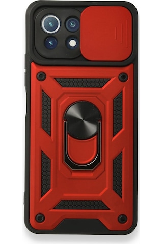 Nettech Xiaomi Mi 11 Lite Uyumlu Kızaklı Panzer Seri Arka Koruma Kılıf - Siyah Siyah