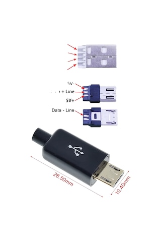 Mikro Usb Erkek Seyyar Kapaklı 5 Adet