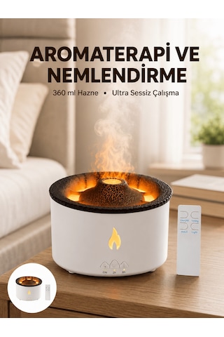 Efektli Aromaterapi Difüzörü 360 Ml Su Hazneli, Sessiz Ve Zaman Ayarlı Yeni Nesil