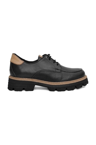 Mammamia D24ya-3850 Kadın Deri Oxford Ayakkabı D24YA-3850-R7307 Siyah