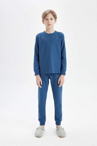 DeFacto Erkek Çocuk Pijama Takım Waffle Uzun Kollu Üst Uzun Alt D5343A824WNIN103