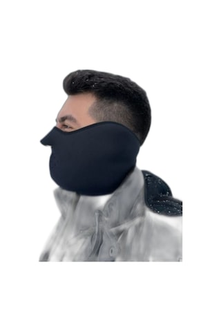 Ebakbak Motosiklet Yüz Boyun Koruyucu Neopren Maske Siyah