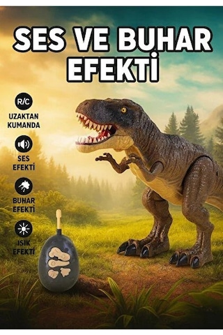 Uzaktan Kumandalı T-rex Dinozor 45 Cm - Buhar Çıkartan Sesli Işıklı Dev Figür