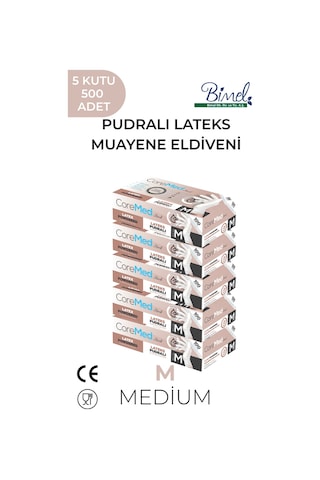 Lateks Pudralı Muayene Eldiveni M-5 Paket 100'lü