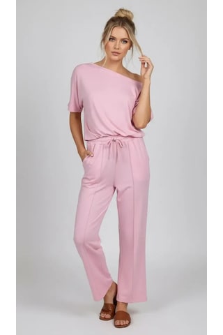 Park Karon 26022 Kadın Kayık Yaka Bluz Bağcıklı Pantolon Penye Alt Üst Takım Pembe