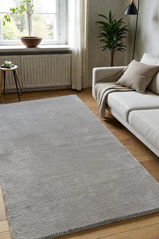 Peluş Post Halı Yumuşak Dokulu Modern Salon Oturma Odası Çocuk Odası Hol & Antre Halısı Gri Gri