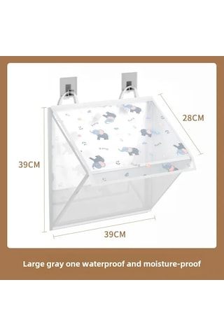 Springsun Banyo İçin Su Geçirmez Askılı Depolama Çantası - Elbise, Havlu Ve Gereçlerinizi Düzenleyin - Gri Büyük Boy Fil Desenli 39x39x28cm Diğer