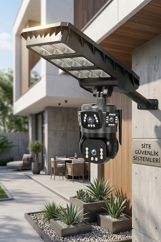 Inox-x18 Çift Lensli 4g Esım Güneş Enerjili Güvenlik Kamerası Ve Solar Lamba - Dış Mekan Akıllı Ptz Aydınlatmalı Kamera